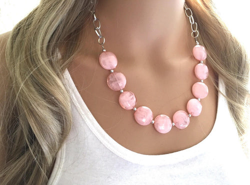 Vintage 1970's soft pink glass beaded necklace, with a dusting of gold