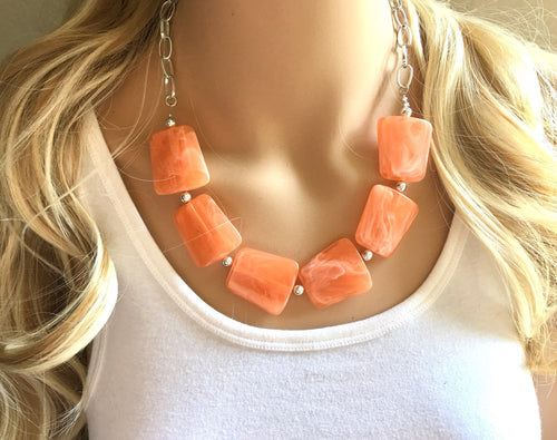 Unique Statement Necklace in Orange & Teal
