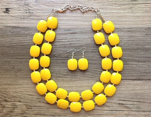Flower Statement Necklace in Orange & Yellow by Jewelry Accessories