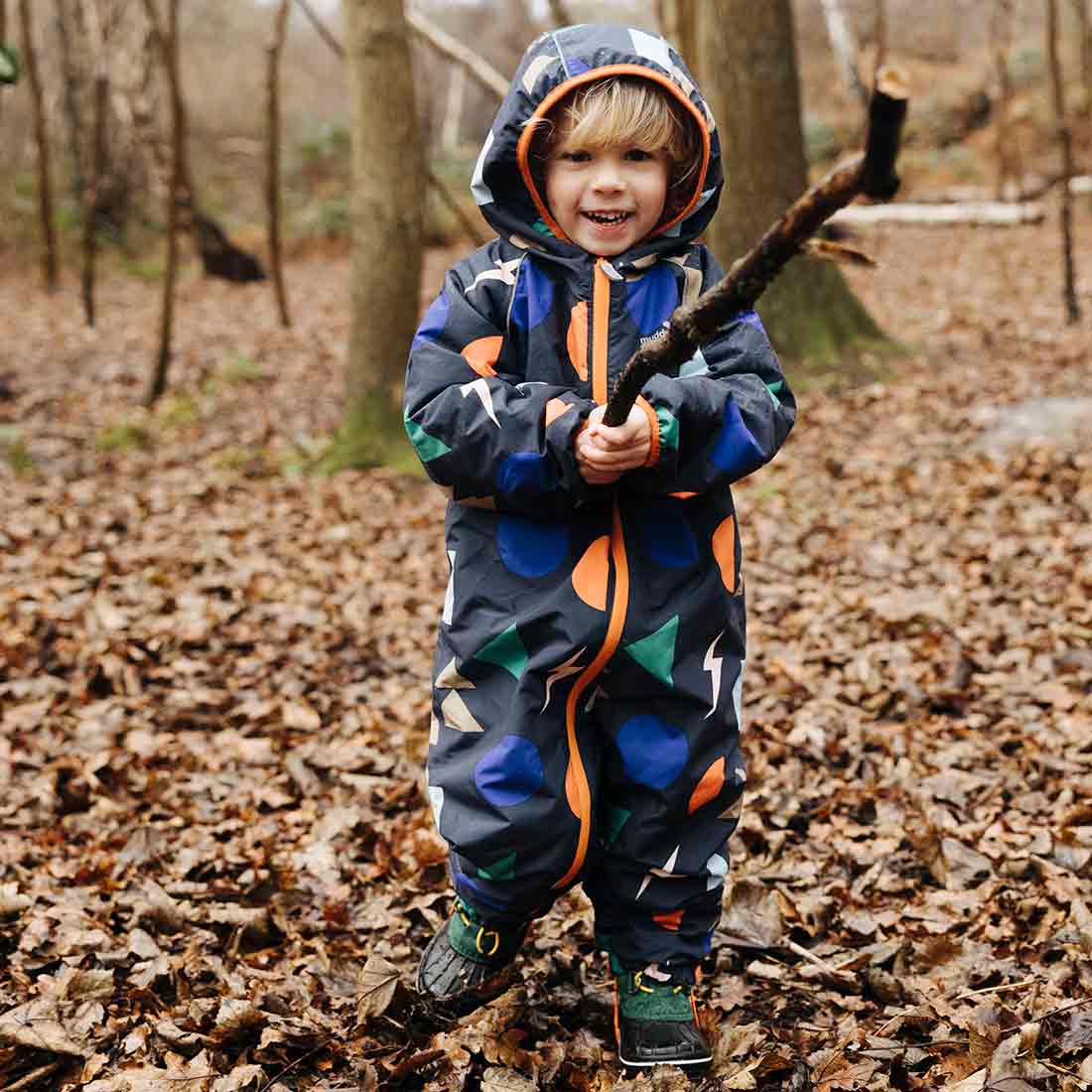 EcoSplash Puddlesuit | Navy Shapes | Muddy Puddles Kids Waterproofs ...