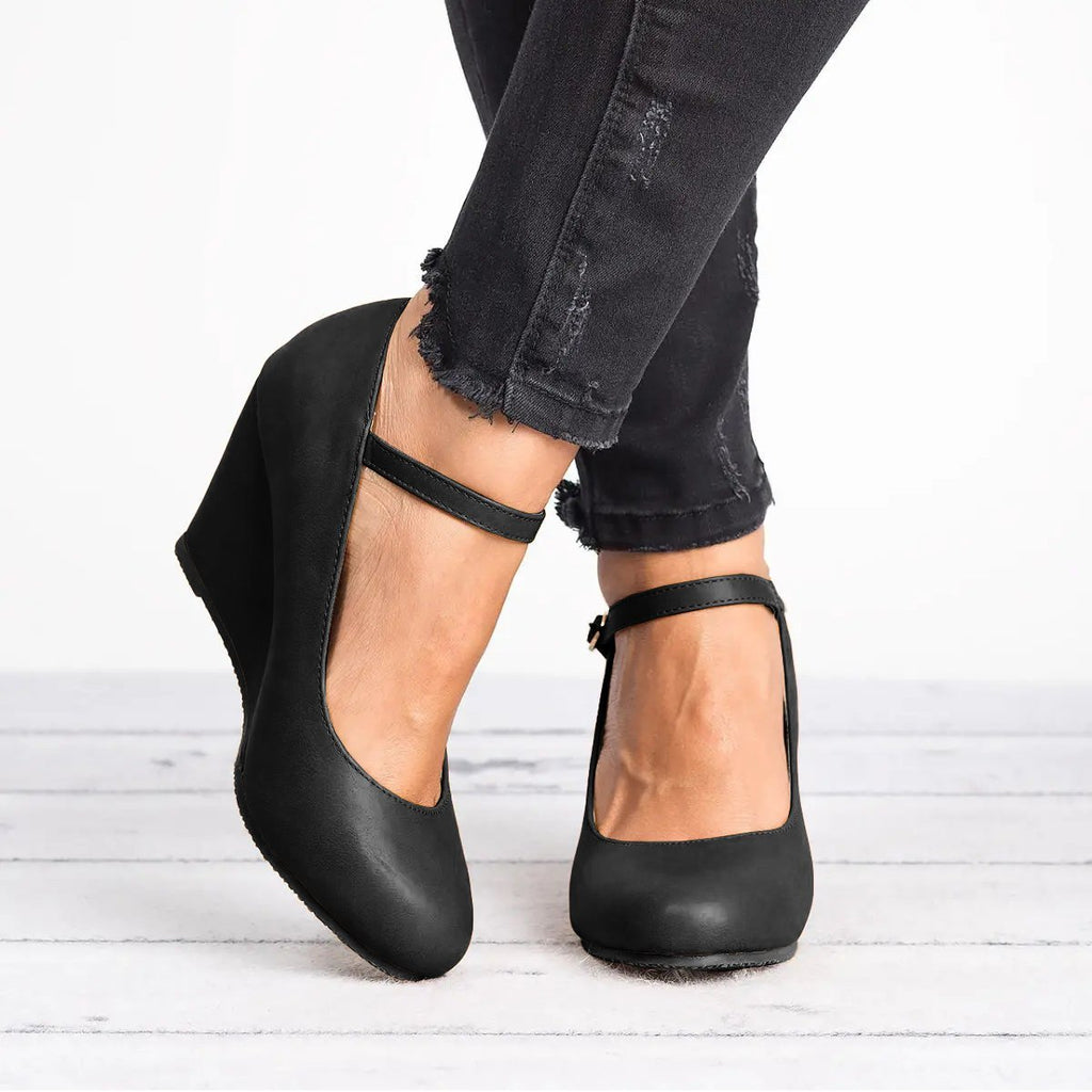 black mary jane wedge shoes