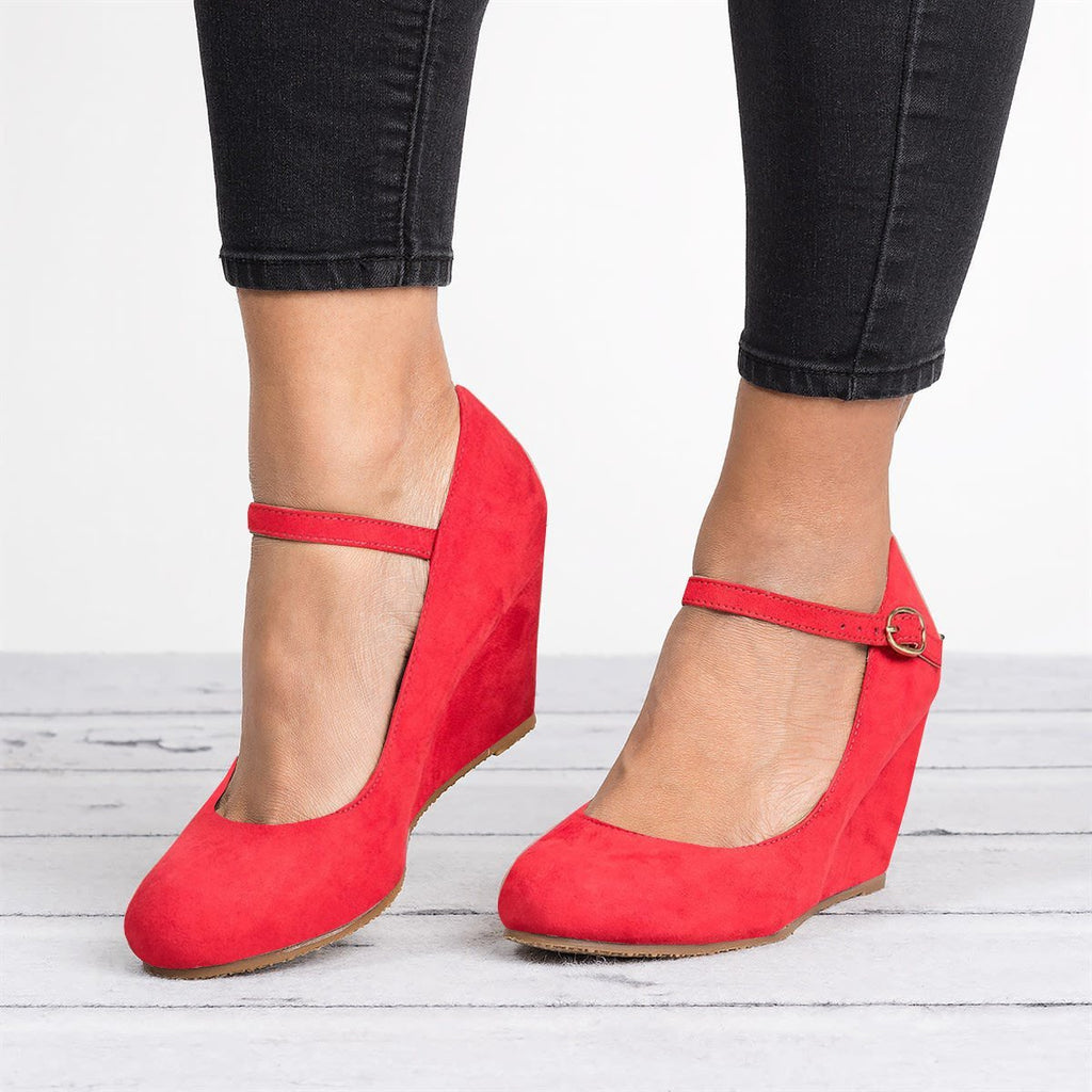 mary ankle strap wedge