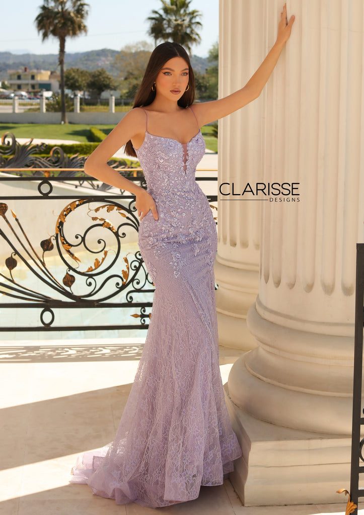 Clarisse 810445 Beaded Lace Corset Prom Dress