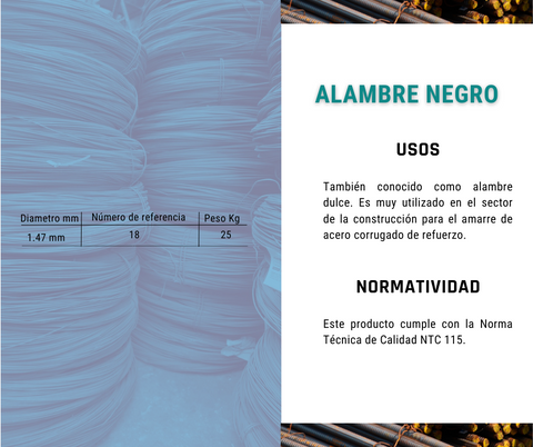 Venta de alambre negro o dulce