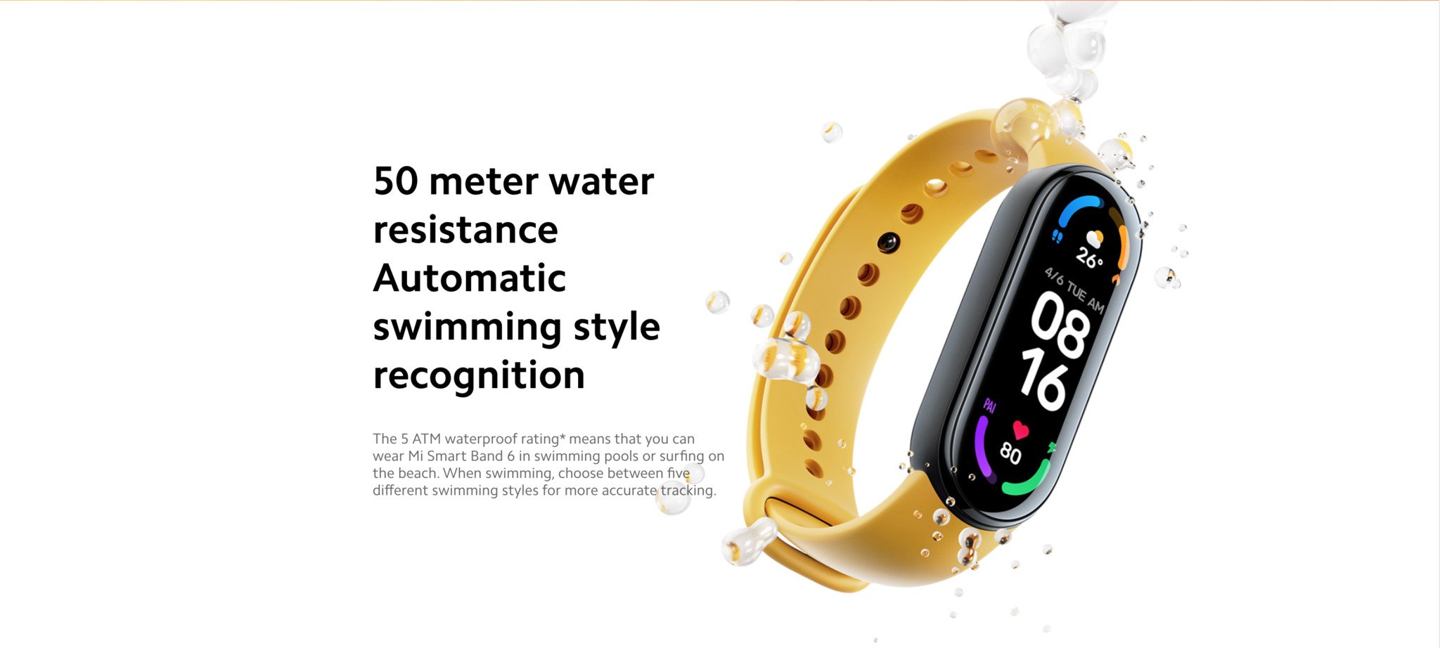 Xiaomi Mi Smart Band 6 - 1.56'' AMOLED Touch Screen, SPO2, Sleep Breathing Tracking, 5ATM Water Resistant, 14 Days Battery Life, 30 Sports Mode, Fitness, Steps, Sleep, Heart Rate Monitor