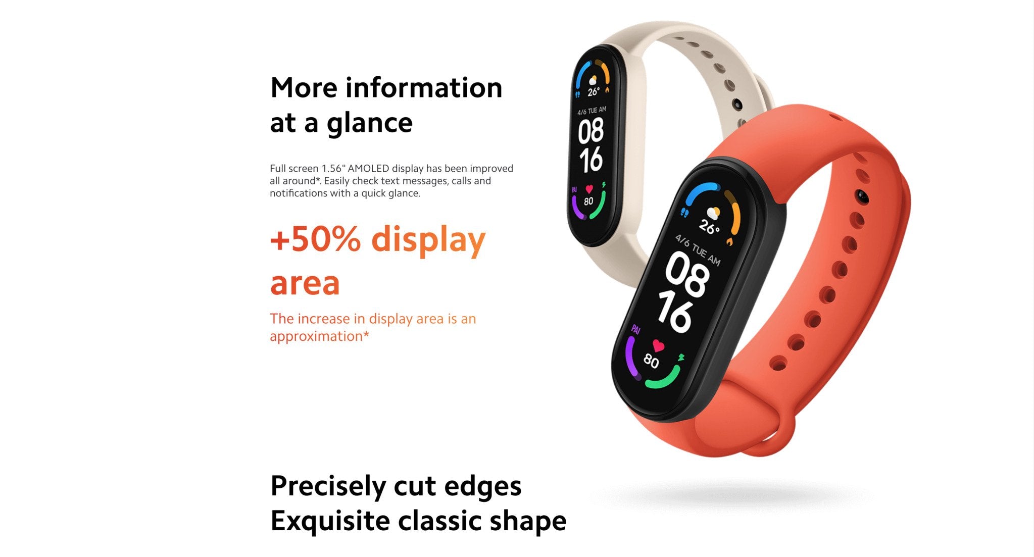  Xiaomi Mi Smart Band 6 40% Larger 1.56'' AMOLED Touch