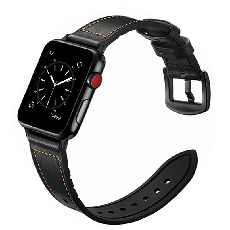 Vintage Leather Silicone Band for Apple Watch Series 5 4 3 2 1