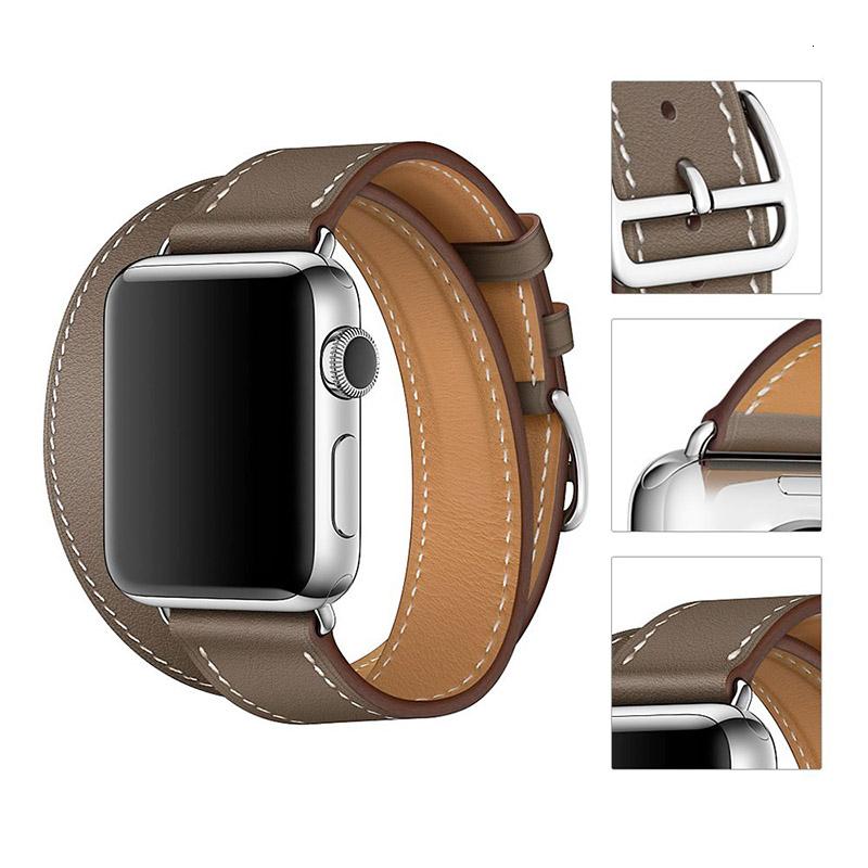 Genuine Double Tour Bracelet Leather Band for Apple Watch
