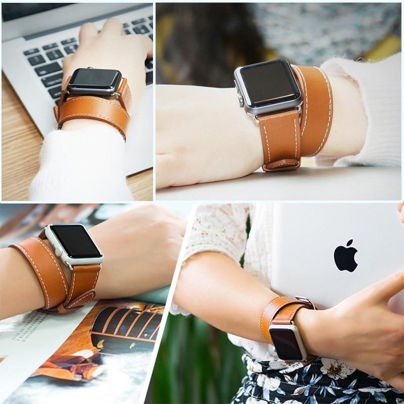 Genuine Double Tour Bracelet Leather Band for Apple Watch