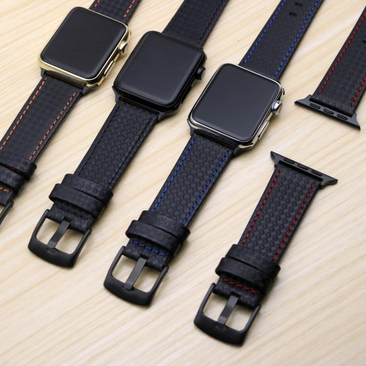 Luxury Leather Strap w/ Carbon Fiber for Apple Watch