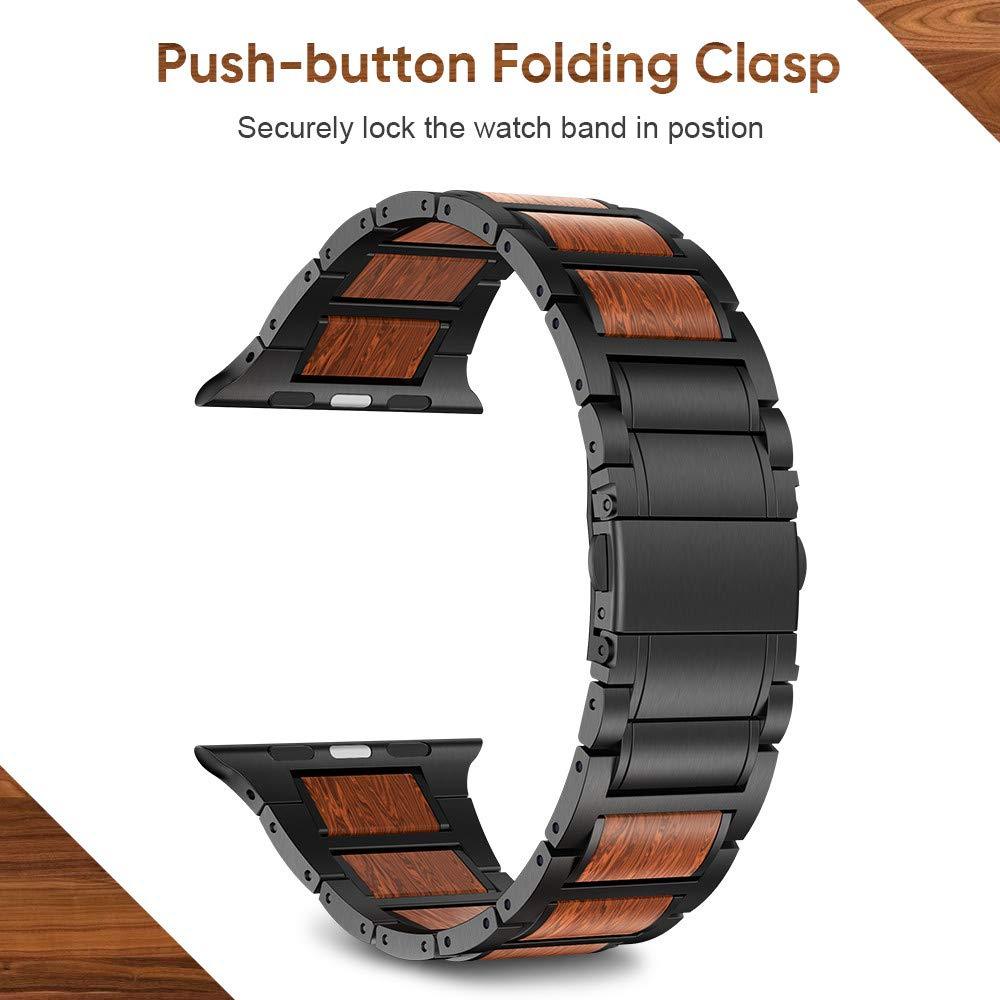 Stainless Steel Wood Strap for Apple Watch