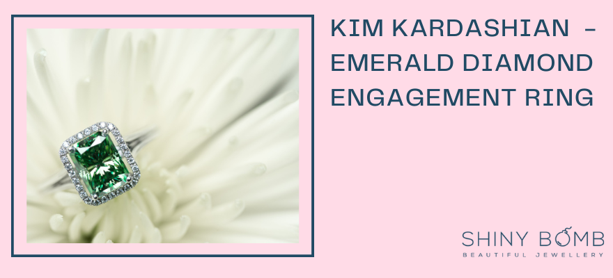 Kim Kardashian  - Emerald Diamond Engagement Ring