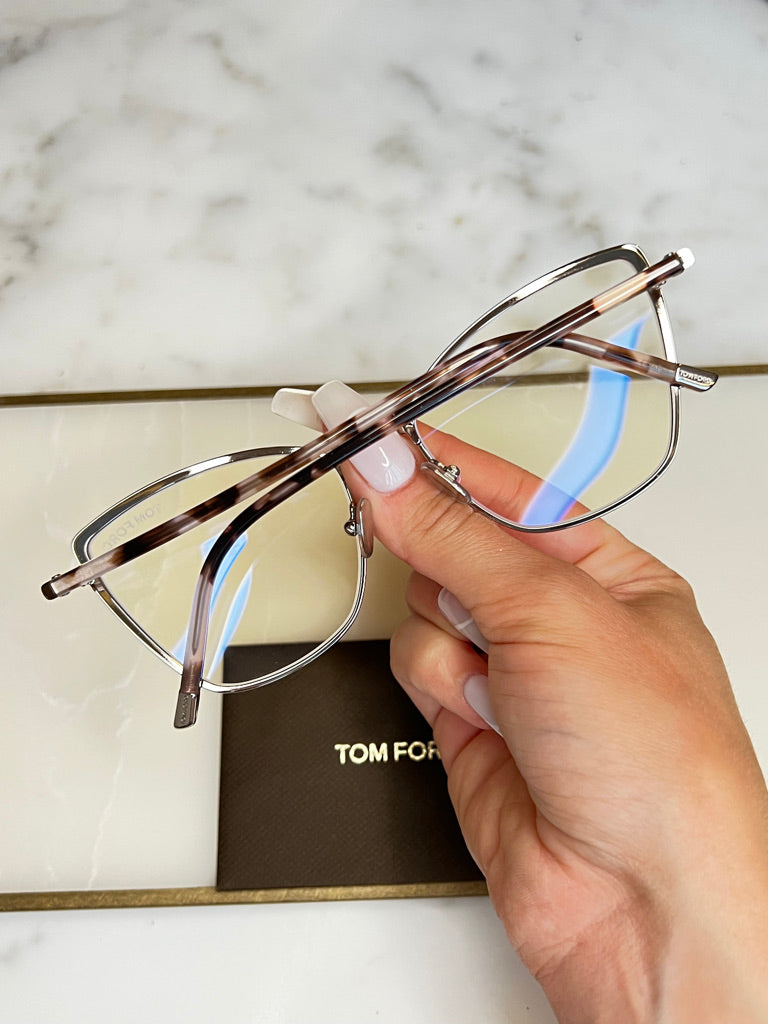 Tom Ford 5740-B Silver Bluelight Cat Eye Eyeglasses Frames – Designer  Daydream