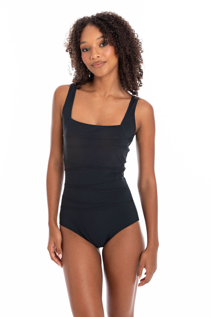 TEXTURED Square Neck One-piece Swimsuit