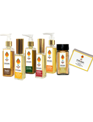 Parama Naturals Complete Family Collection Family gift Set Skin Care Hair Care Body Oil Massage Oil Turmeric Oil Coconut Oil Almond Oil Sesame Oil Ginger Oil