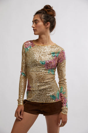 Free People Printed Gold Rush in Champagne Combo - AH Collection