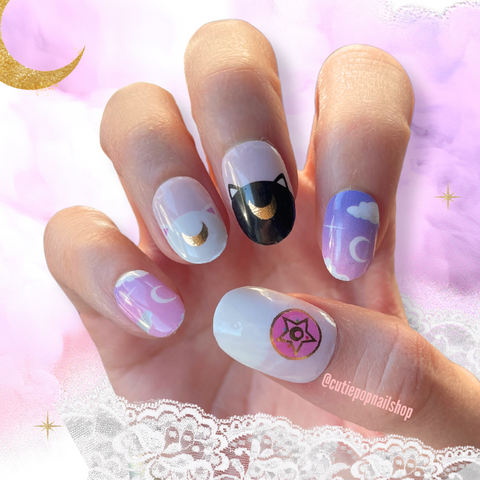 Sailor Moon Luna Inspired Cute nail stickers nail art anime