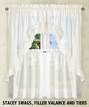 Load image into Gallery viewer, Ellis Curtain Stacey 56-by-36 Inch Tailored Tier Pair Curtains, Ice Cream, 56x36
