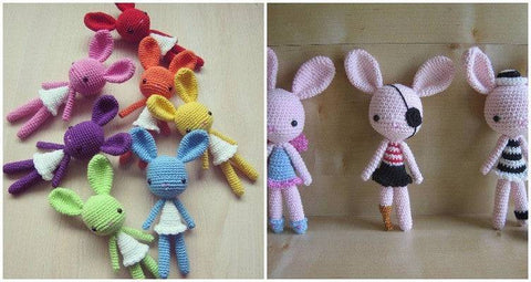 How to personalize an amigurumi pattern customized rainbow bunnies