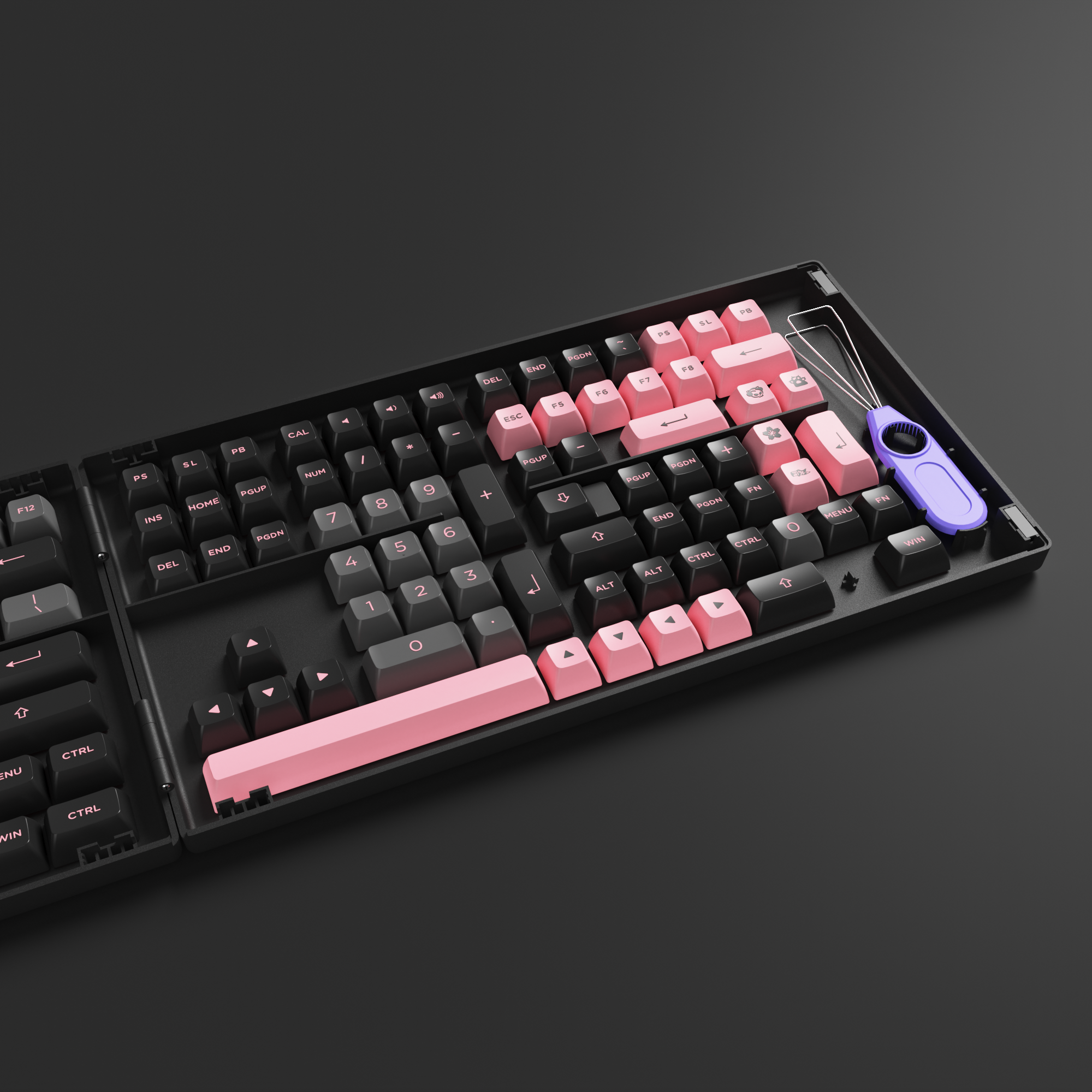 akko keycaps black and pink