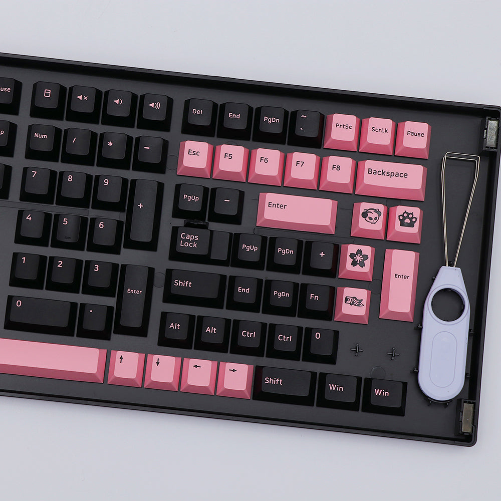 akko keycaps black and pink