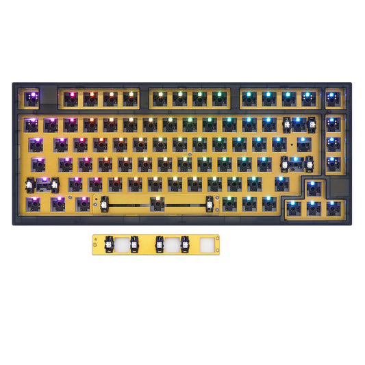 AK820 Pro Mechanical Gaming Keyboard wired+2.4G wireless+5.1 Bluetooth,RGB  Lighting Modes,82 Keys 100% Anti-Ghosting Mechanical Keyboard for Laptop,  Windows,MAC, Green-White Keyboard(Green Switch) 