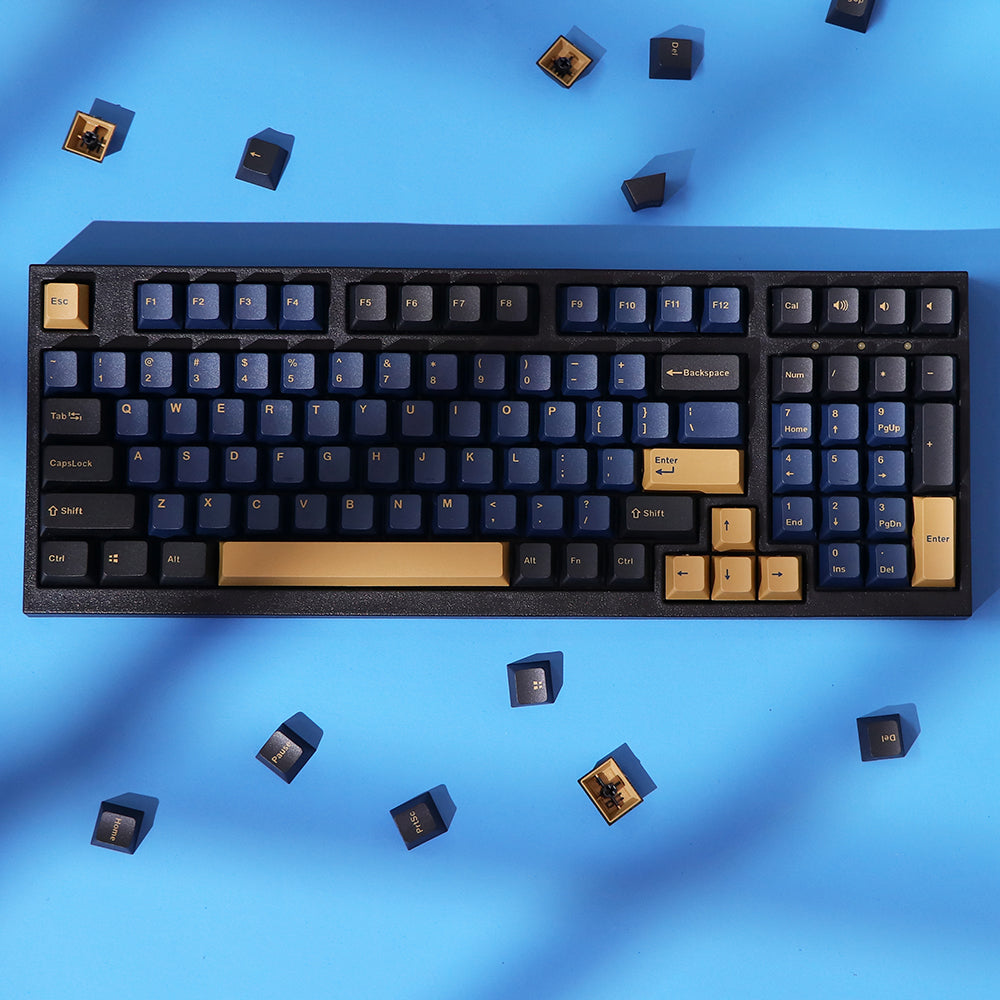 red & blue samurai keycap set