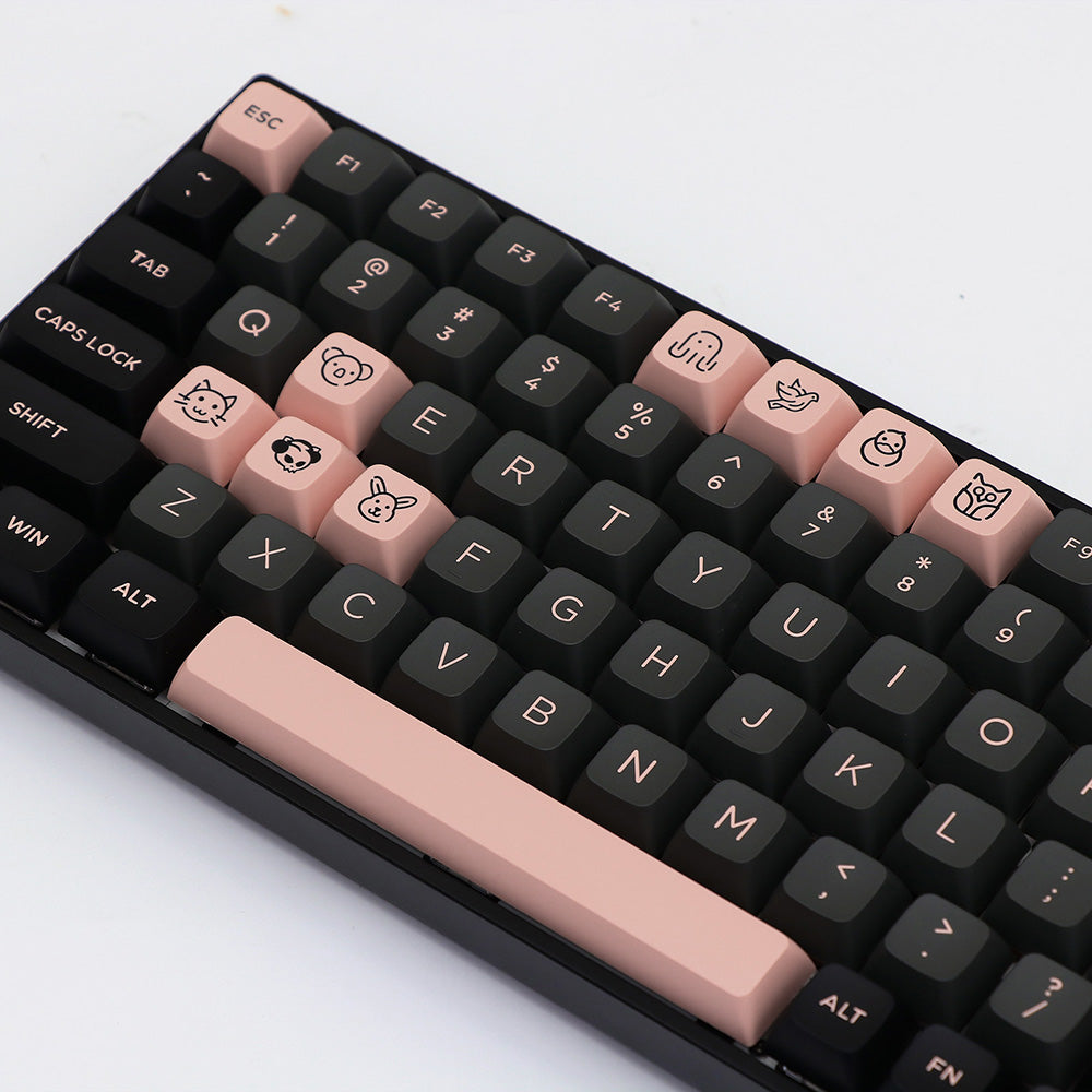 black and pink keycaps