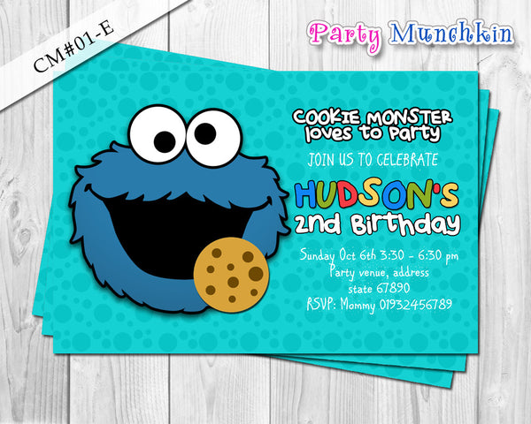 COOKIE MONSTER invitation, Sesame Street invitation ...