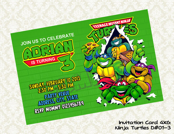 Teenage Mutant Ninja Turtles Birthday Invitations- Ninja ...