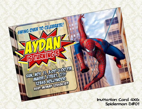 Spiderman Birthday Invitation Printable Spiderman Card Superhero Bday