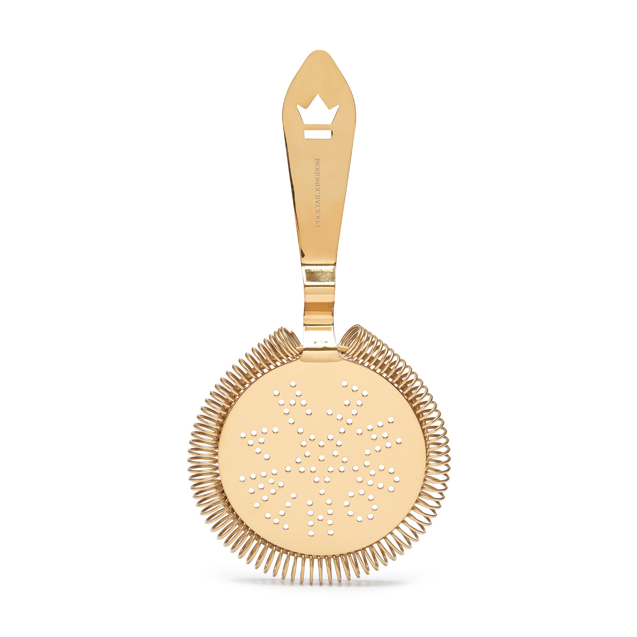 LARGE ANTIQUE-STYLE COCKTAIL STRAINER / GOLD-PLATED