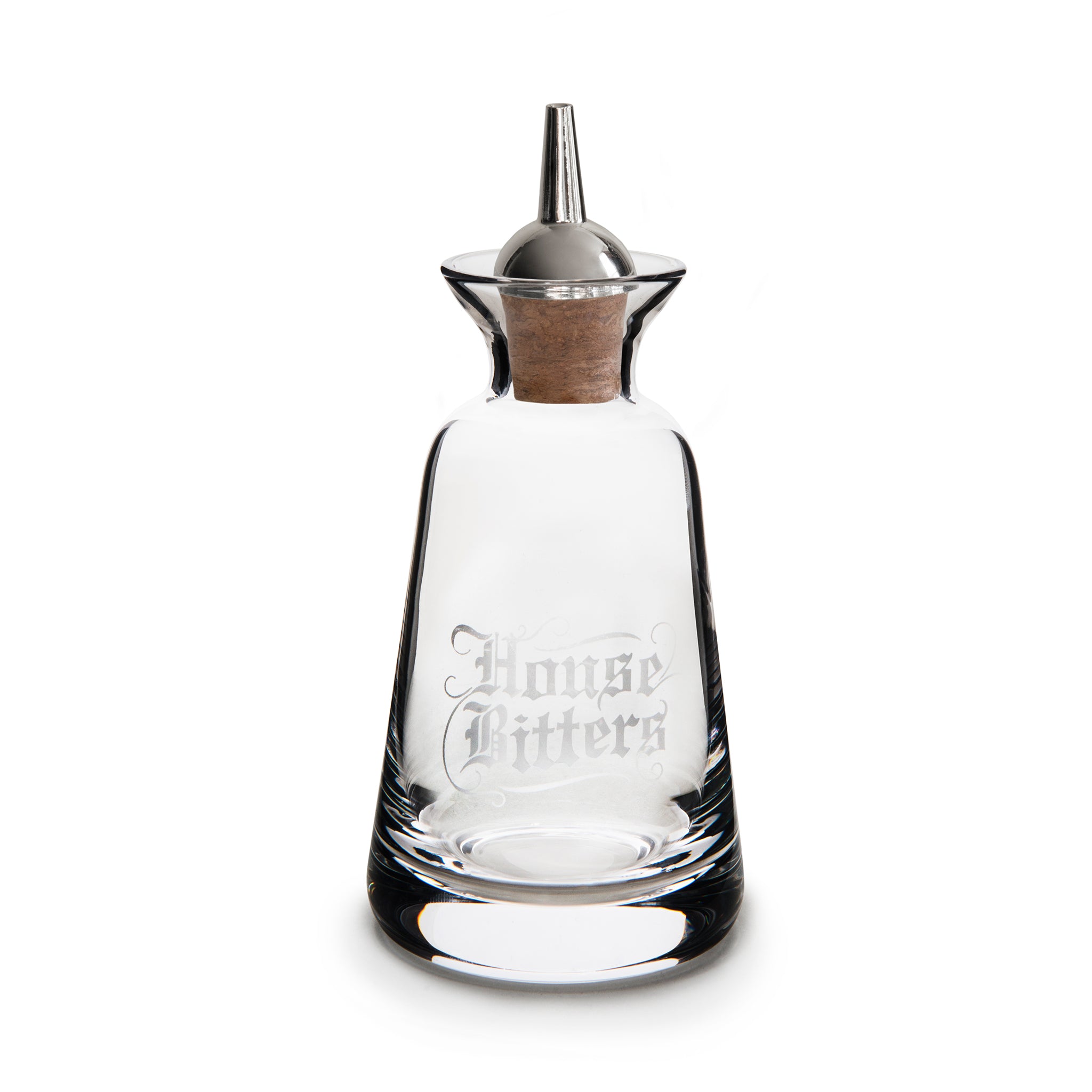 FINEWELL™ BITTERS BOTTLE GOTHIC STYLE HOUSE BITTERS – SILVER-PLATED DASHER TOP / 3oz (90ml)