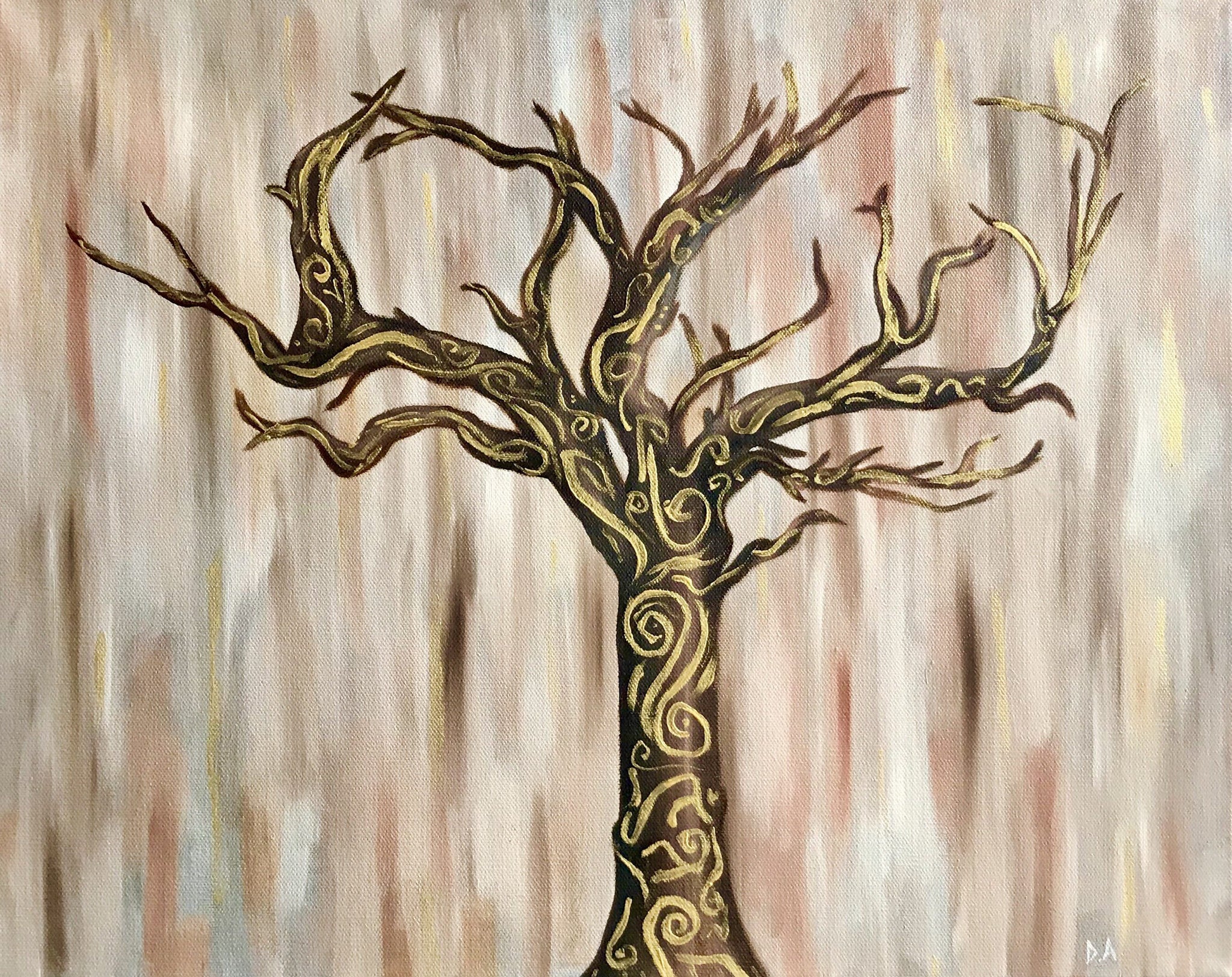 Original Oil Painting Whimsical Tree Of Life 16x On Gallery Wrap Dee S Fine Art