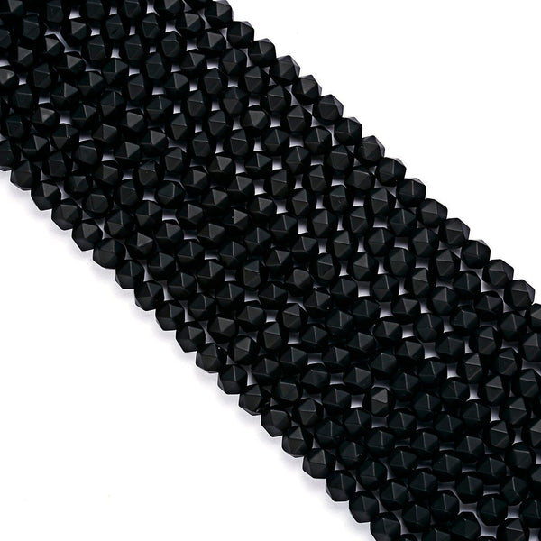 4mm Rondelle Crystal Beads BLACK Metallic SILVER-BD5111-STRA