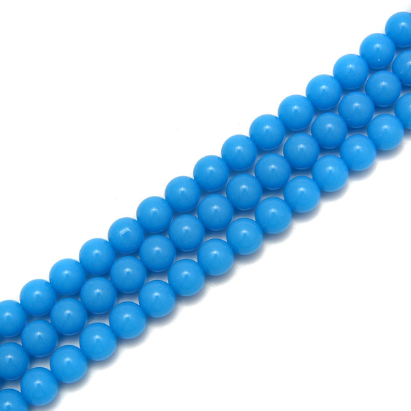 6mm Round Glass Beads - Opaque Blue Turquoise - 50 Beads – funkyprettybeads