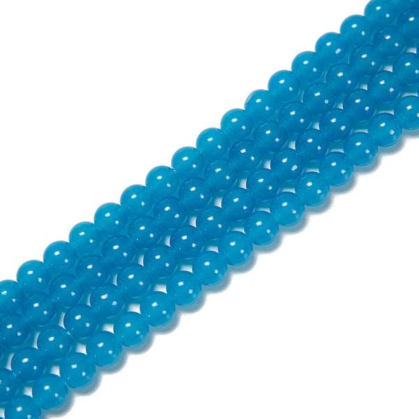 Foiled Crystal Glass Beads, Teal, 10mm Smooth Round - Golden Age Beads