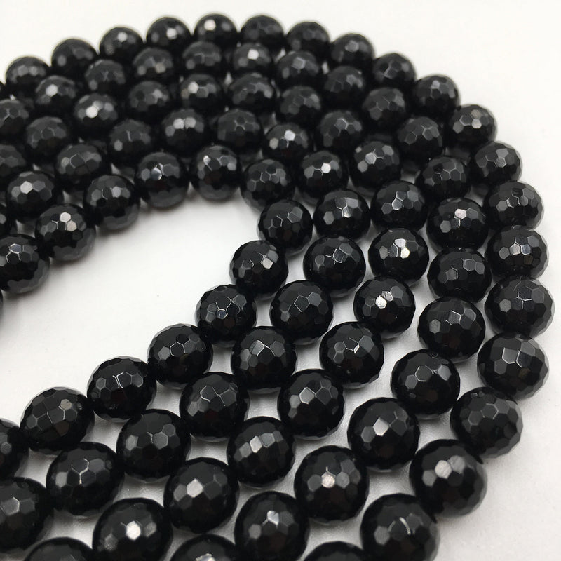 Black Onyx Faceted Round Beads 4mm 6mm 8mm 10mm 12mm 14mm 16mm 15.5