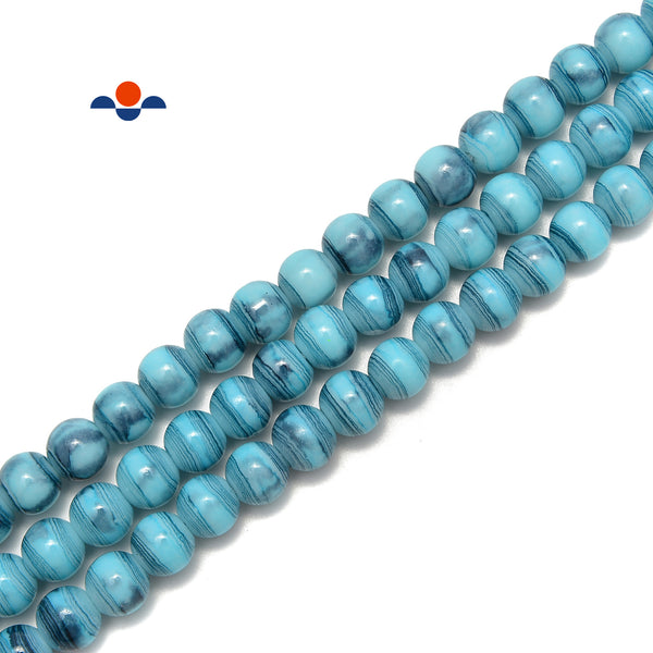 ARRICRAFT 600 Pcs 24 Color Blue Glass Beads, 8mm Blue Sea Round