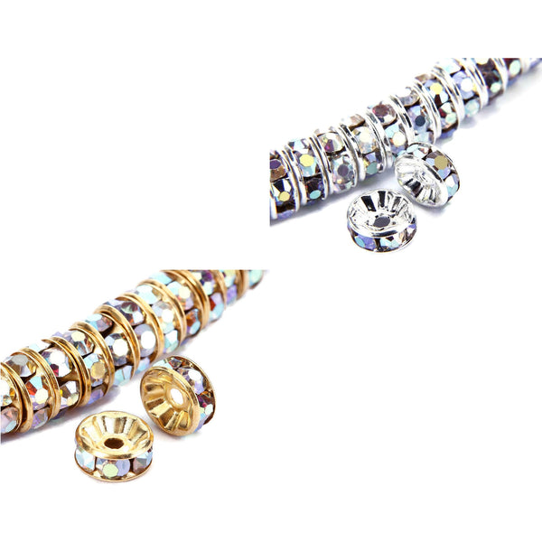 8MM Diameter Rhinestone Spacer Beads,Crystal Diamond,Brass,Silver Plat –  Rosebeading Official