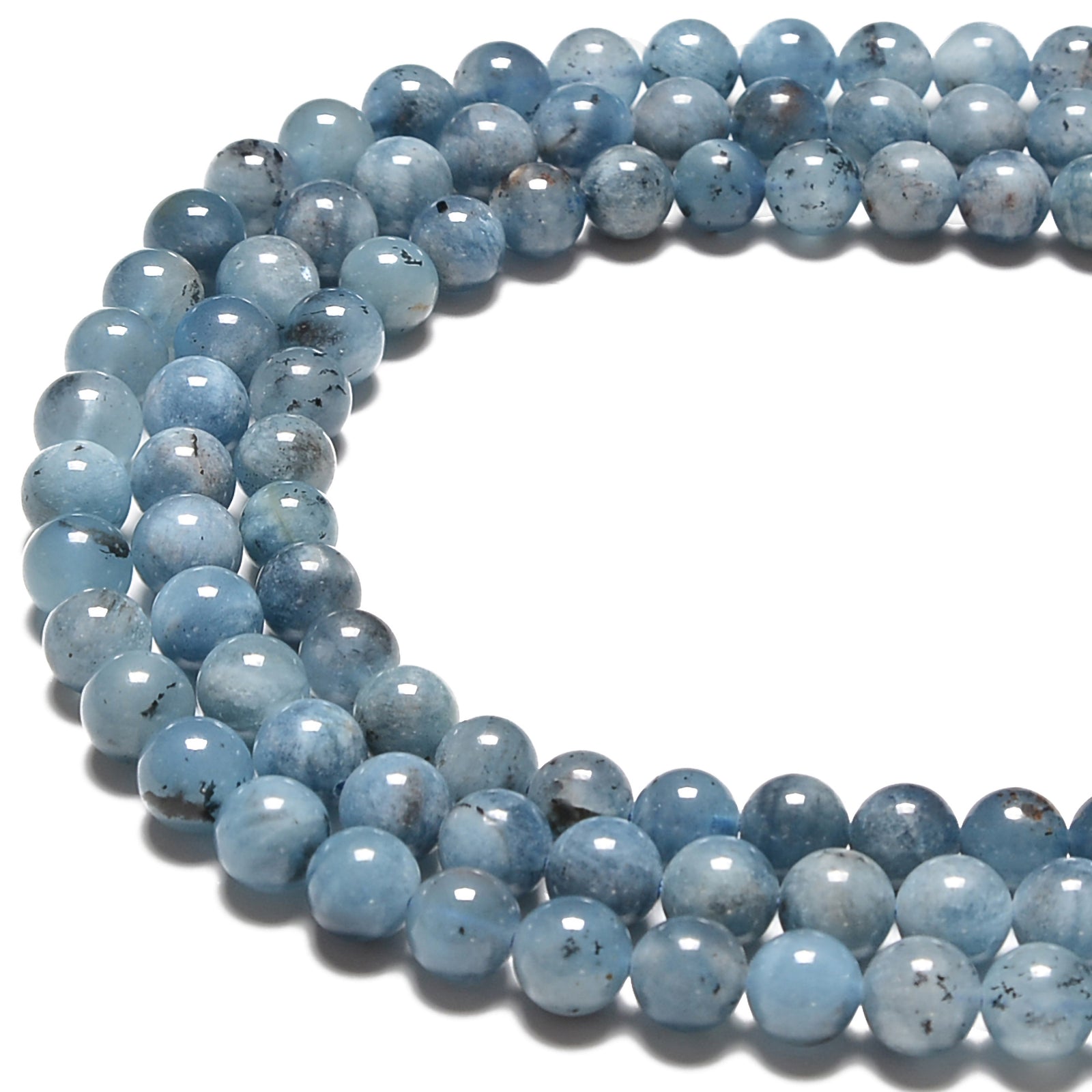 Dark Blue Aquamarine Smooth Round Beads Size 6mm 8mm 10mm 15.5'' Stran ...