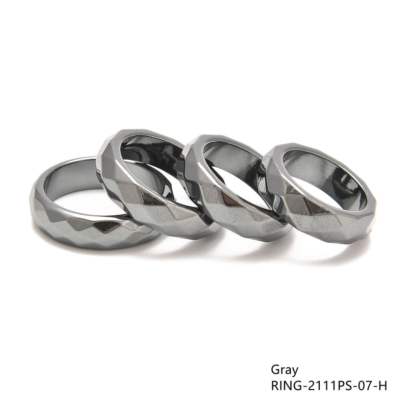 Four Sizes Hematite Band Ring Basic Ring Faceted Ring 4 Pcs Per Bag Sale by Bag