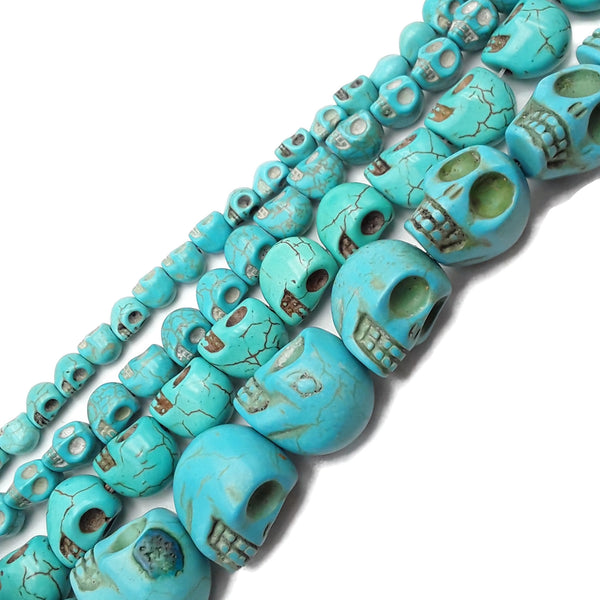 Dyed Magnesite - 12mm Skull Beads - Turquoise - 5 qty.