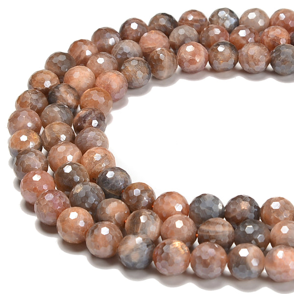 Peach Moonstone Bead Strand - Faceted Rounds - 6mm - 15.5”