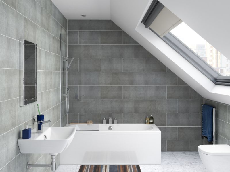 Tile effect grey PVC bathroom panels