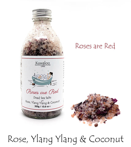 Kuwaloo | Roses are Red Bath Salts 300g (Dead Sea Salts)