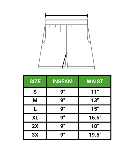 fleece shorts size chart
