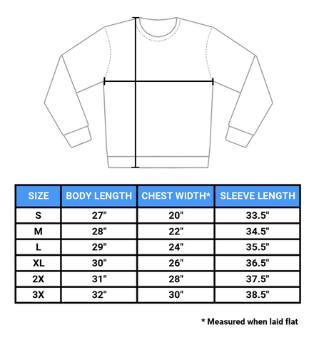 hoodies size chart