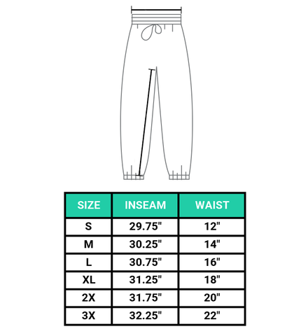 joggers size chart