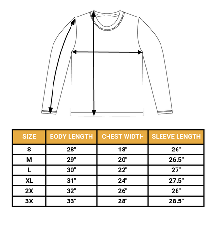 Long sleeve size chart